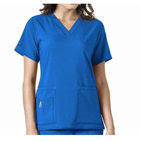 ~ Carhartt Force Sm Scrub Top V-neck Pockets Womens Cross-Flex Aqua Scrubs - Picture 16 of 16